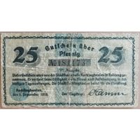 Германия 25 пфеннигов 1919 г Реклингхаузен, провинция Вестфален (Recklinghausen) F...F+