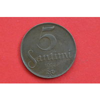 Латвия 5 сантимов 1922 с 1 руб