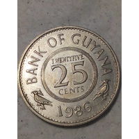 25 центов Гайана  1986 год