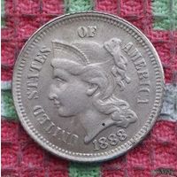 США 3 (III) цента 1888 года. Предложи свою цену или обмен!