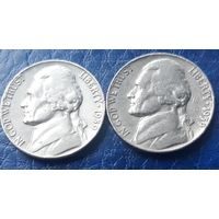 5 центов  1959 Р  D США Джеферсон 2 монеты