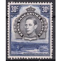 232.BrK. Великобритания. Колонии. Кения, Уганда и Танганьика. Местные мотивы. Георг VI. 1942 г. 30c. Mi.#62D.