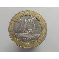 10 франков Франция 1988 год  лот 40 БИМЕТАЛ