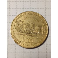 200 лир Италия 1989 год