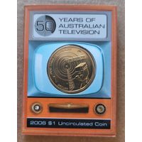 Австралия 1 доллар, 2006 г., 50 лет австралийскому телевидению, отметка "В", KM# 805