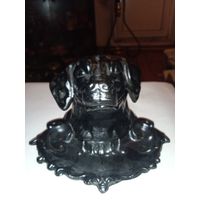 Винтажная чернильница голова собаки