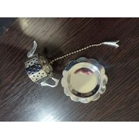 Винтажное ситечко заварник для чая никелированная латунь