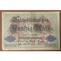 Банкнота 50 марок 1914 год. Германская империя.