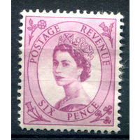 Великобритания - 1955/57г. - королева Елизавета II, 6 P - 1 марка - чистая, без клея [Mi 290]. #3-GB-101-A-1