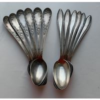 Ложка Столовая мельхиор МНЦ. СССР/ Ложка Столовая мельхиор Alekto Ms Германия. Одним лотом 2 комплекта по 6 шт. С рубля