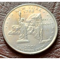 США 25 центов , D  2001 Квотер штата Нью-Йорк     ( 2-2-8 )