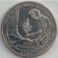 США 25 центов (квотер) 2020 г. S. Вермонт. Национальный исторический парк Рокфеллера.