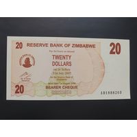 Зимбабве. 20 долларов (образца 2006 года, P40, UNC)