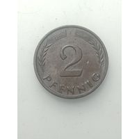 ФРГ 2 пфеннига 1966 года . J