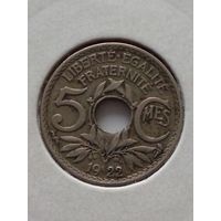 Франция.5 сантимов 1922 г.Хорошая.В холдере.