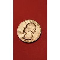 0,25 центов (квотер) 1964 серебро. С рубля. идеал(06)