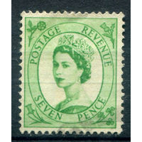 Великобритания - 1955/57г. - королева Елизавета II, 7 P - 1 марка - чистая, без клея [Mi 291]. #3-GB-101-A-1