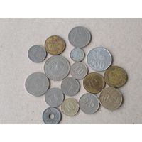Сборный лот монет Азии. 16 монет (Турция, Таиланд, Япония ...)