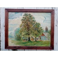 С рубля без мц. картина "Деревня". 88х73см. м.ф.