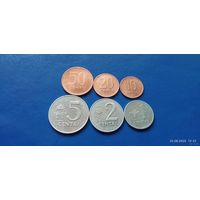 50,20,10,5,2 и 1 центов 1991 год Литва ( Состояние на фото,в лоте 6 монет)