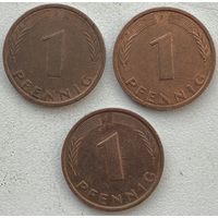Германия 1 пфенниг 1991 г. F. Цена за 1 шт.