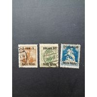 Польша 1918 Неполная серия марок с надпечаткой "Poczta Polska" с новым тарифом на марках 1916 года "Варшавская городская почта" (гашеные) Mi.2-3,5 каталог 7.00 евро