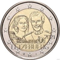 2 евро 2021 Люксембург 40 лет бракосочетанию Великого Герцога UNC из ролла