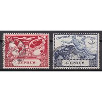 121.BrK. Великобритания. Колонии. Кипр. 75 лет Всеобщему Почтовому Союзу. 1949 г. 2p, 3p. Mi.##160/161.