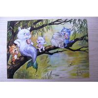 Зенюк Ирина, Русалка, коты, газета "Правда"; 2023, чистая.