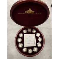 Набор Серебряных Медалей Серии ВЕЛИКИЕ РУССКИЕ ПОЛКОВОДЦЫ. С сертификатами.  СЕРЕБРО. 999:1000 пр. ПРУФ.