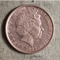Остров Мэн 1 пенни, 2007 г., отметка "BA" на реверсе, KM# 1253