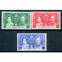 Британские колонии - Мальта - 1937г. - коронация короля Георга VI и королевы Елизаветы - 3 марки - полная серия, MLH, MNH [Mi 173-175]. #2-Bc-1-A-1