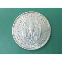 Германия 1936 Третий Рейх 5 рейхсмарок F Гинденбург