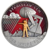 Камерун 1000 франков 2024г. "Станислав Лем. Магистр научной фантастики. Непобедимый". Монета в капсуле; деревянном подарочном футляре; номерной сертификат; коробка. СЕРЕБРО 62,20гр.(2 oz).