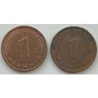 Германия 1 пфенниг 1990 г. J. Цена за 1 шт.