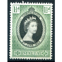 Британские колонии - Мальта - 1953г. - коронация королевы Елизаветы II - 1 марка - полная серия, MNH [Mi 232]. #2-Bc-52-A-1