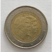 2 евро Нидерланды Двойной портрет: Король Виллем-Александр и принцесса Беатрикс