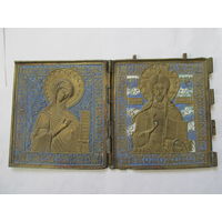 ИКОНА СКЛАДЕНЬ БРОНЗА,ЭМАЛИ.БОЛЬШОЙ.