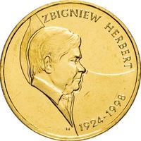 Польша 2 злотых, 2008 10 лет со дня смерти Збигнева Херберта UNC