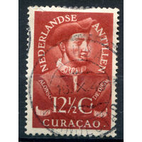 Нидерландские Антильские острова - 1949г. - Алонсо Охеда, испанский мореплаватель - 1 марка - гашёная [Mi 2]. #3-WB-93-A-1