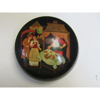 Редкость. Шкатулка. "Бублики". "Базар". Ушакова Д. Подписная. Авторская ручная работа. Палех. Мстера. м