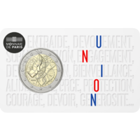 2 евро 2020 Франция Медицинские исследования. Ковид UNC  UNION блистер BU