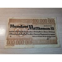 100 миллионов марок 1923 года, Эссен,  Германия.