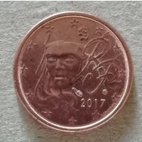 Франция 1 евроцент 2017 год, KM# 1282