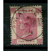 Британский Гонконг - 1882/1883 - Королева Виктория 2С - (есть тонкое место) - [Mi.35c] - 1 марка. Гашеная.  (Лот 4JE)-TG2P5