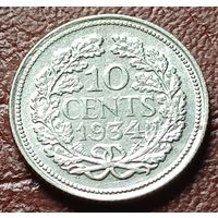 Нидерланды 10 центов, 1934    ( 1-1-6 )