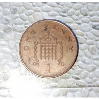 1 пенни 1997 года Великобритания. Королева Елизавета 2. Красивая родная патина!