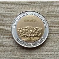 Werty71 Аргентина 1 песо 2010 200 лет Аргентине вулкан Аконкагуа