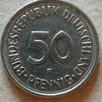 Германия 50 пфеннигов 1977 г., отметка мд "F" Штутгарт, KM# 109