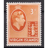14.BrKCI. Великобритания. Колонии. Виргинские острова. Георг VI. 1938 г. 3P. Mi.#77.